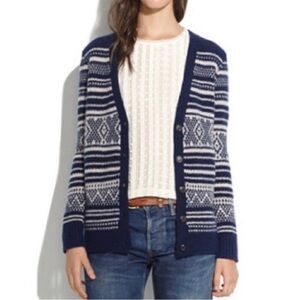 Madewell Stitchstripe 100% Merino Wool Cardigan